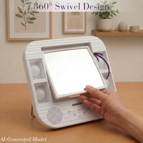 Lighted Makeup Mirror with 5X Magnification and Bluetooth - White Vanity