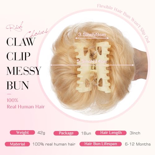 Rich Choices Wavy Light Blonde Claw Clip Messy Bun Extension 42g #18
