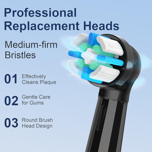 10 Pack Reusable Electric Toothbrush Replacement Heads for Oral B IO Series - Medium Bristles