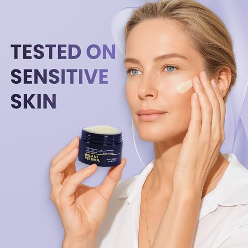 ABERA Belani Retinol Night Cream with Collagen & Hyaluronic Acid ? Anti-Wrinkle, Fine Line Smoother, Even Skin Tone, Hydrating Facial Moisturizer for Women (1.01 Fl Oz)