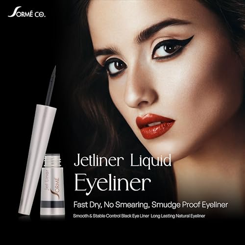 SORM? Jetliner Liquid Eyeliner - Fast Dry, No Smearing, Smudge Proof Eyeliner - Smooth & Stable Control Black Eye Liner - Long Lasting Natural Eyeliner - Perfect for Natural and Cat Eye Looks