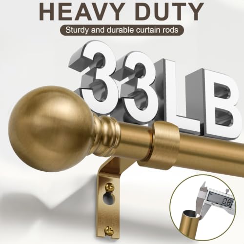 Warm Gold Curtain Rods 72-144 Inch - 2 Pack Adjustable Metal Window Rods