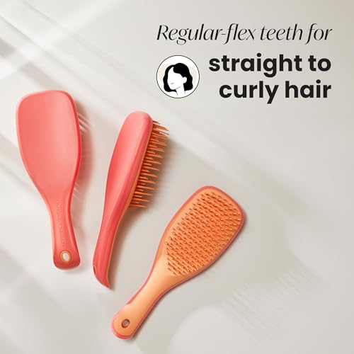 Mini Detangler Hairbrush for Kids and Travel - Salmon Pink & Apricot