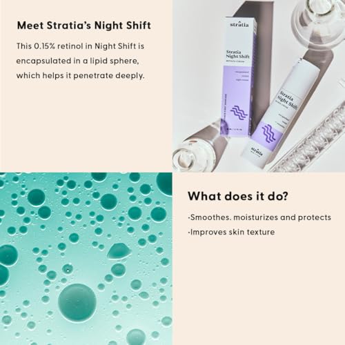 Stratia Night Shift Retinol Cream ? Age-Defying Face Moisturizer for Smooth, Radiant Skin, Hydrating & Gentle Lotion for All Skin Types, 1.7 Fl Oz