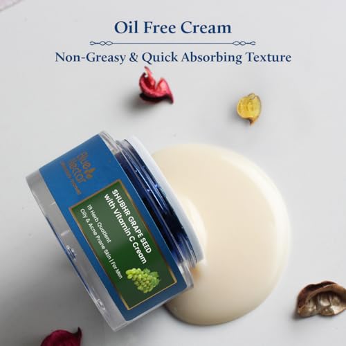 Blue Nectar Vitamin C Face Moisturizer for Oily & Acne Prone Skin with Grapeseed | Oil-Free | Non-Greasy Cream for Men (19 herbs, 1.76 fl oz)