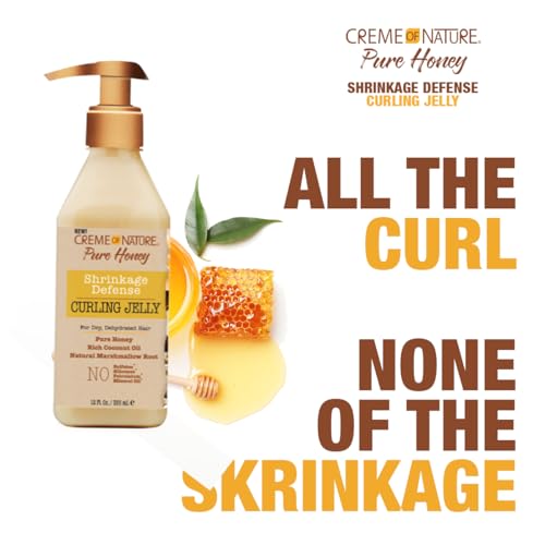 Creme of Nature Curling Jelly, Pure Honey, Coconut Oil and Shea Butter Formula, Shrinkage Defense, 11.5 Oz