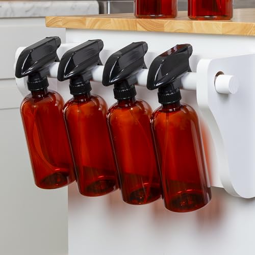 16oz Amber Plastic Spray Bottles with Heavy Duty Mist & Stream Sprayers - Pack of 6 - Chalkboard Labels Included