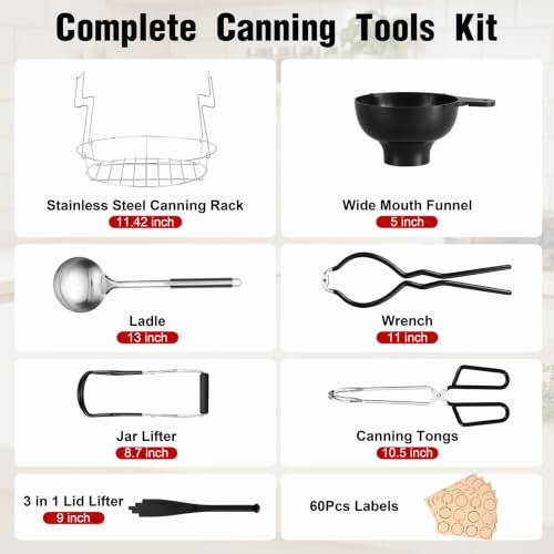 19QT Stainless Steel Canning Pot with Starter Kit for Home Preserving
