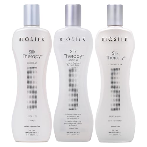 Hair Care Kit - BioSilk Silk Therapy Shampoo Conditioner & Leave-In Serum - Hair Cleaner Conditioner Variation