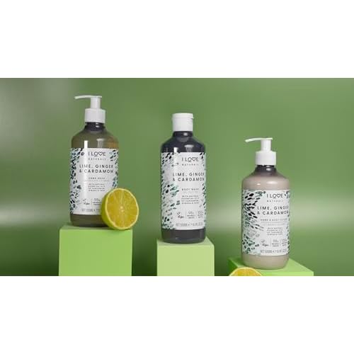 I LOVE Naturals Lime, Ginger & Cardamon Hand Wash, Natural Oils Of Cardamon, Ginger & Sage, Refreshing & Cleansing Formula, 100% Recycled Bottle & Vegan-Friendly 3 x 16.91 fl oz