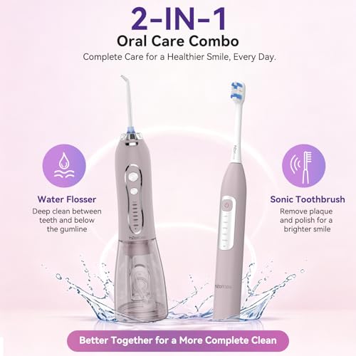 Pink Lavender H2ofloss 2-in-1 Electric Toothbrush & Water Flosser Set