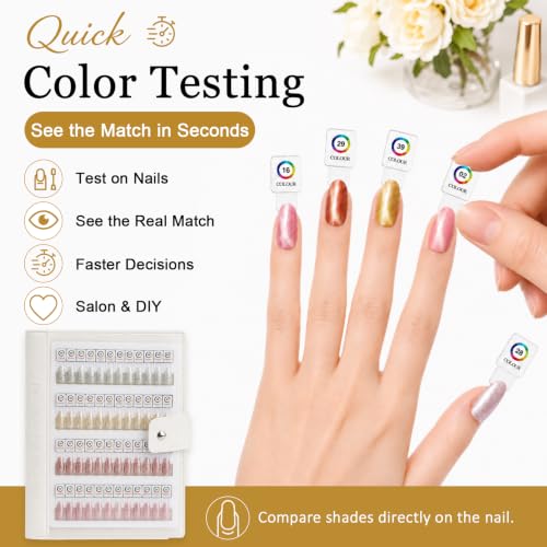 Magnetic Nail Swatch Book with 96 Tips Leather Display Kit - White