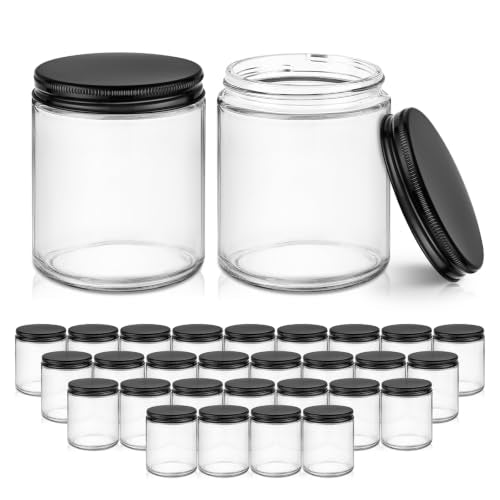 8 oz Glass Jars with Lids - Clear Candle & Storage Jars 30 Pack