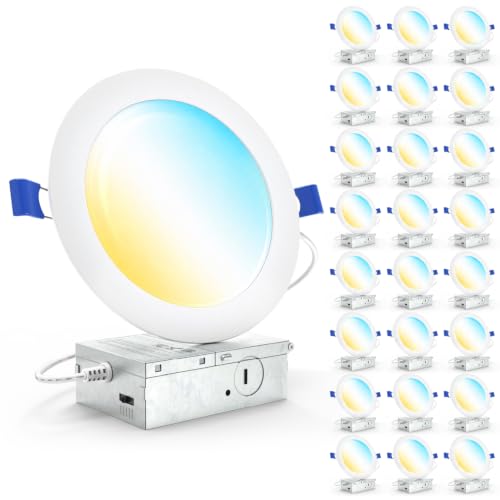 Canless 6 Inch LED Recessed Light Kit - Dimmable, 5 CCT, Ultra-Slim, 14W