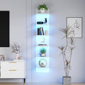 White 6-Tier Wall Shelf with RGB LED Lighting - 57-Inch Floating Storage