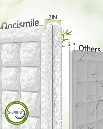 White Queen Mattress Topper 3 Inch Thick Pillow Top Shredded Memory Foam