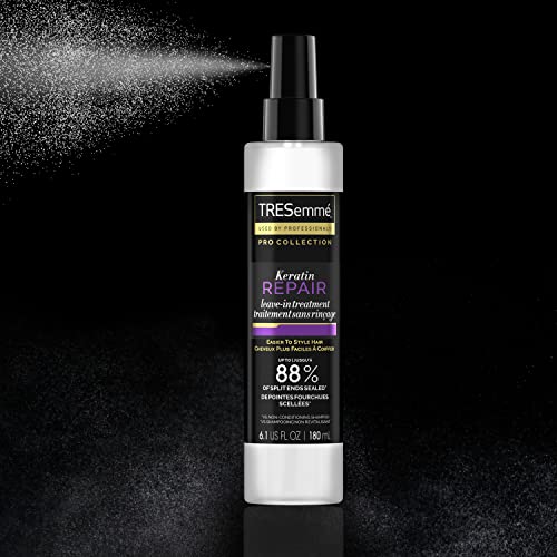 TRESemm? Hair Care Pro Collection Keratin Repair Leave in Conditioner Treatment, Visibly Seals Split Ends, Tames Flyaways for Healthy Looking Hair, 2 Pack - 6.1 Fl Oz Ea