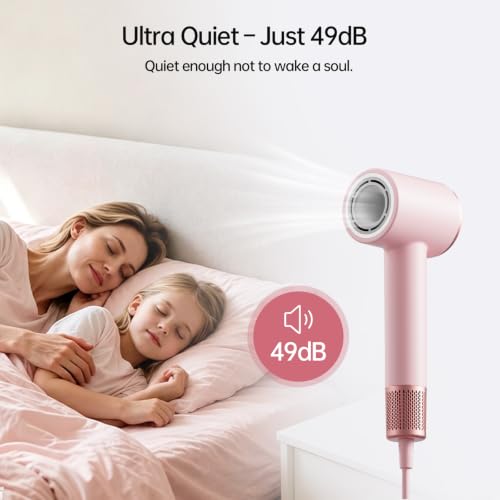 High Speed Ionic Hair Dryer - Pink Cherry Blossom Variation, 160,000 RPM, Magnetic Wall Mount