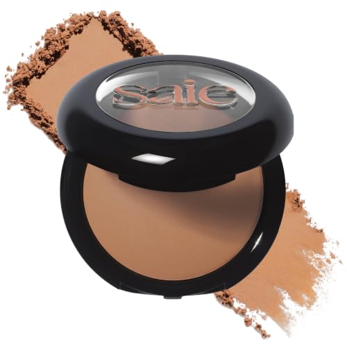 Saie SuperSuede Radiant Baked Bronzer - Amalfi (Light to Medium) - Hydrating, Long-Lasting, Vegan Face Bronzer with Squalane + Jojoba