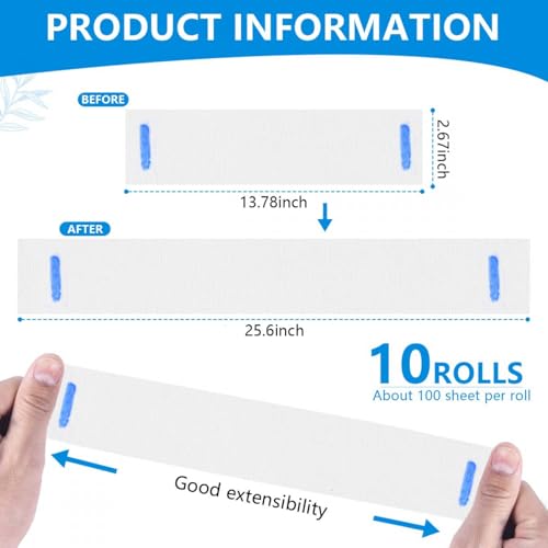 SenseYo 10 Rolls Barber Neck Paper Strips Band Disposable Haircutting Stretchy Barber Neck Tissue Wrap for Salon Haircut Spa Massage (Pack of 2)