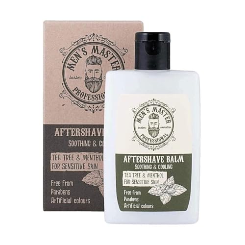 Soothing Aftershave Balm for Sensitive Skin"Tea tree and Menthol" Cosmetics for Men, Parabens FREE, 120 ml of Men's Master