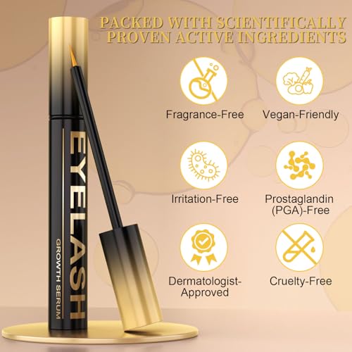Lash Serum for Eyelash Growth, Premium Lash Enhancing Serum with Advanced Formula Volumizing Longer Fuller and Thicker Looking Lashes, Eyelash Growth for Sensitive Eyes (5 mL)