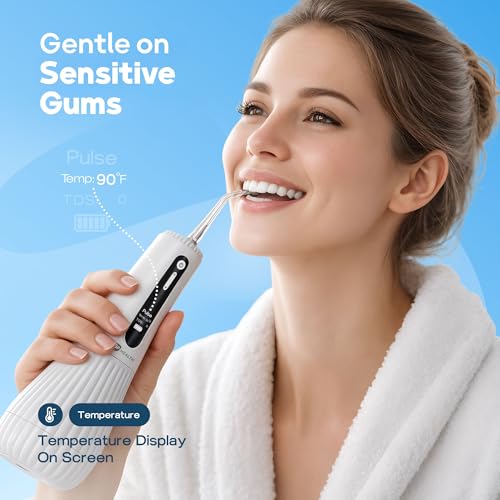 Cordless Water Flosser for Teeth & Gums, Rechargeable Oral Irrigator with LCD Display