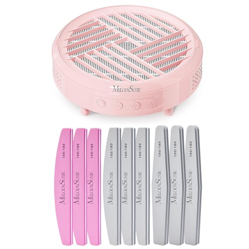 MelodySusie Nail Dust Collector,MelodySusie 9Pcs Nail Buffers Set,Nail Files and Buffers,100/180 Grit, Rhombus Nail Buffer, Professional Nail Care Tools Kit for Home Use,Salon