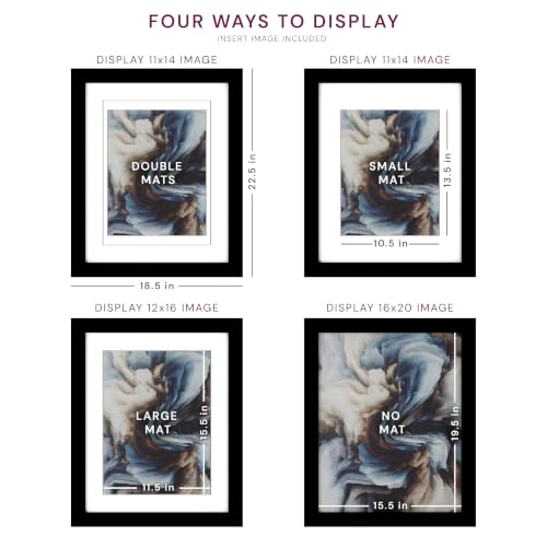 Frame Amo 16x20 Black Gallery Frame with Tempered Glass, Mats & Wood Finish - Signature Edition