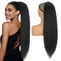 S-noilite 24 Inch Long Yaki Straight Ponytail Extension for Black Women Natural Black