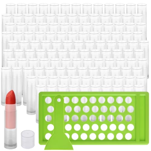 Clear 200PCS Lip Balm Tubes with Caps, Filling Tray & Spatula Set — DIY Lipstick & Lip Balm Containers