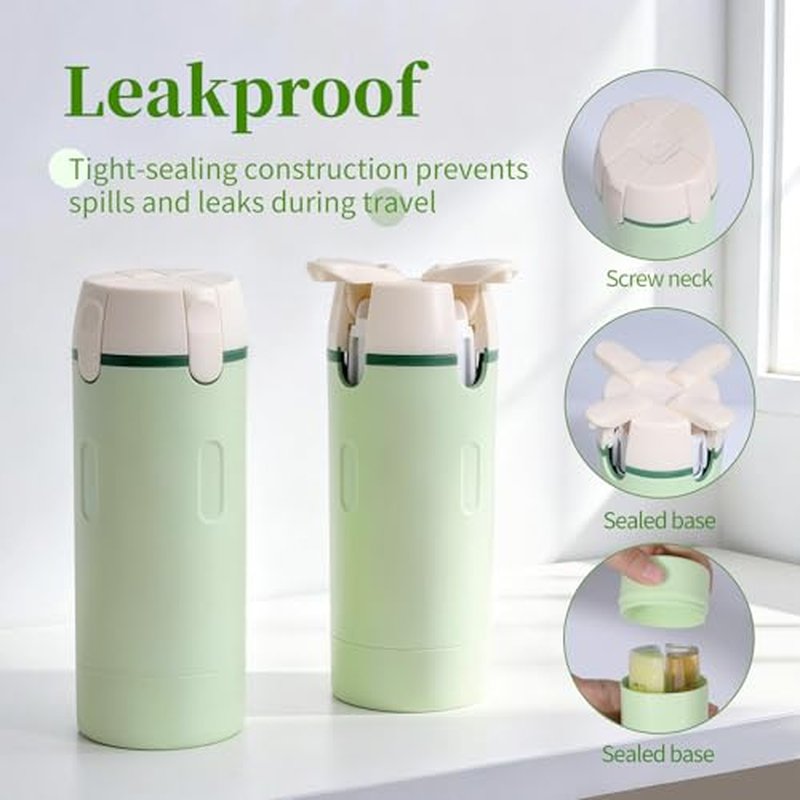4-in-1 Travel Dispenser Bottle, Portable Cosmetic Dispenser Containers for Shampoo Lotion Conditioner Cream, Leak Proof Travel Dispenser, 30ML, Green