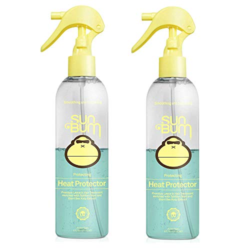 Sun Bum Protecting Heat Protector Spray | Heat Protectant Hair Spray | Frizz Control | Sulfate Free | Paraben Free | Color Safe | 6 Ounce Bottle | 2 Count