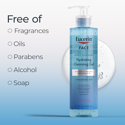 Eucerin Gentle Hydrating Face Cleanser with Hyaluronic Acid - Pack of 2, 13.5 Fl Oz