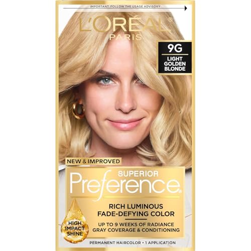 Permanent Hair Color Kit - Light Golden Blonde 9G - Fade-Defying Shine