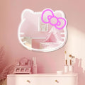Neon LED Wall Mirror Vanity - Cat Motif, Dimmable Makeup & Bedroom Decor