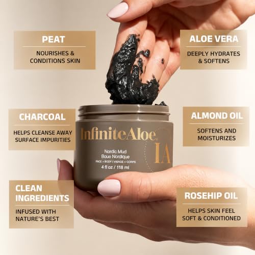 Nordic Mud Face Mask with Charcoal Aloe Vera & Peat - 4oz Skin Detox & Rejuvenation