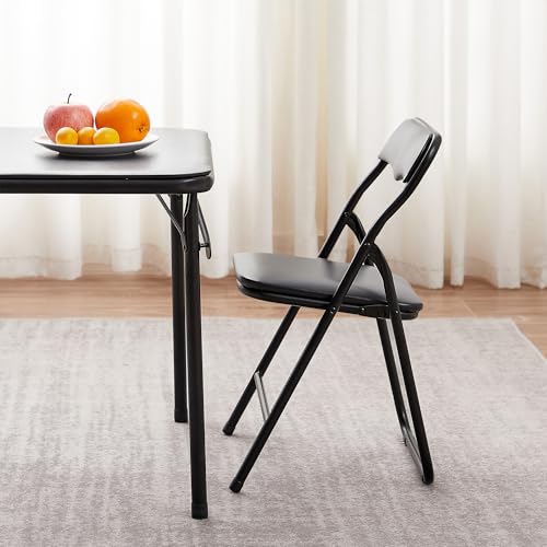 VECELO Kids Folding Activity Table and Chairs Set, 5 Piece, Classic Black