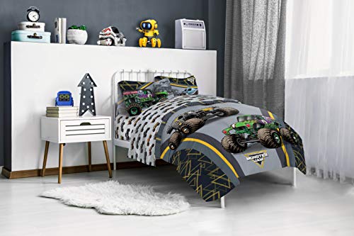 Monster Jam Kids Bed Set with Reversible Comforter and Sheets - Grave Digger Max-D Megalodon