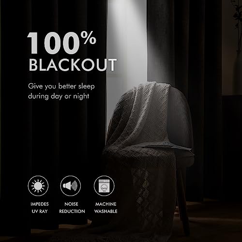 MIULEE Blackout Linen Curtains for Bedroom 62x96 Inches Beige Pack of 2