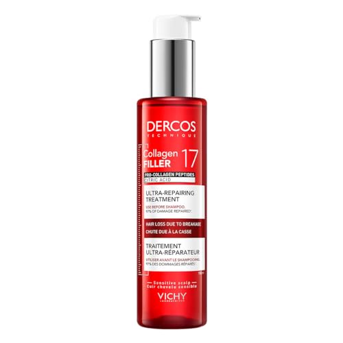 Dercos Collagen Peptide 17 Ultra-Repairing Treatment, 150ml, Anti Hair Fall Pre-Shampoo Bond Repair Hair Treatment, Strengthens, Reduces Breakage, Preps & Protects