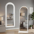 White LED Arched Full Length Mirror with Stand - 16x60 Inch