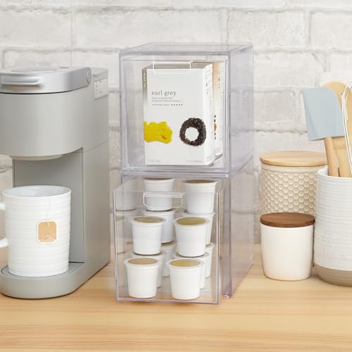 6.75-Inch Tall Clear Plastic Stackable Drawer Organizer Set for Cosmetics & Vanity Storage