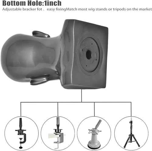 Black PVC Mannequin Head for Display - Grey Variation, 34cm