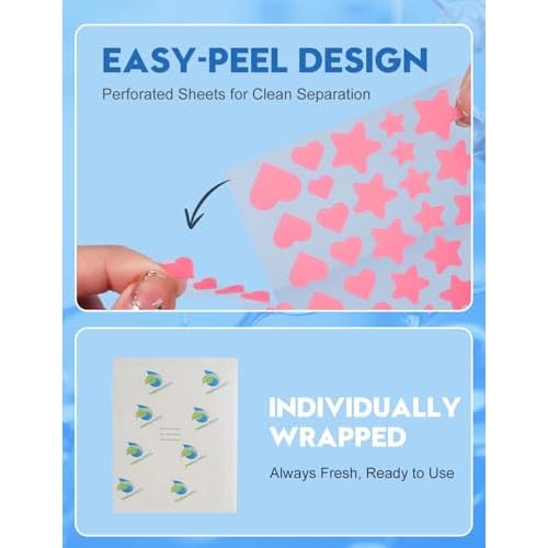 Pimple Patches for Face, 7 Sizes, 5 Shape/Color 250 pcs Acne Patches Hydrocolloid Precise Matches Different Sizes Acne, Spot Stickers With Tea Tree Oil Salicylic Acid Centella Covering Zits Blemishes