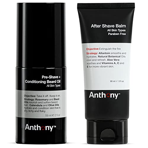 Anthony Pre-Shave and Conditioning Beard Oil, 2 Fl Oz After Shave Balm for Men 3 Fl Oz
