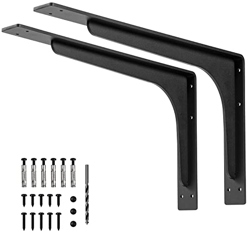 24 x14.2 INCH Shelf Brackets,L Shelf Brackets,Vertical Angle, Premium Alloy Metal Heavy Duty Shelf Bracket, high Strength Mounting Hardware Included, Corner Brace Joint,Pack of 2.