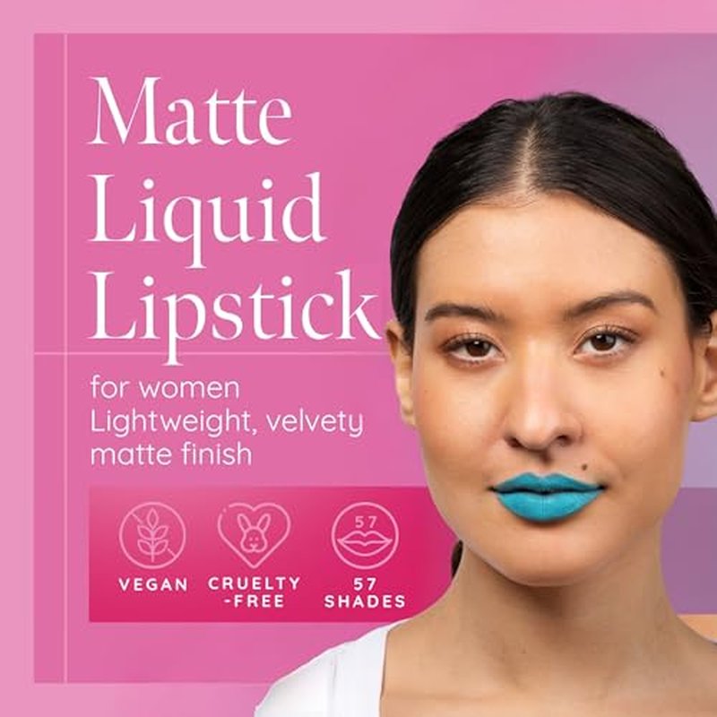 Aromi Matte Liquid Lipstick Bundle | Long-lasting, Light, Baby Blue, Dark Navy, Sea Foam, Azure Blue Lip Color for Women (BlueLiquid Lipstick Bundle) | Matte Finish