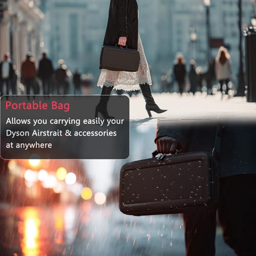 Hard Travel Case Compatible with Dyson airstraight HT01 Hair Straightener & Power Supply, Waterproof and Shockproof Storage carrying case (Black)