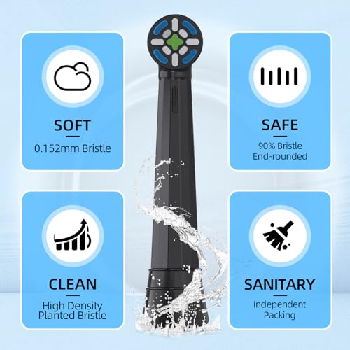 Electric Toothbrush Replacement Heads 16 Pack for Oral-B iO Series - Black - Sanitary Sealed